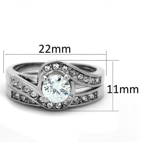 Rhodium Brass Ring with AAA Grade CZ  in Clear