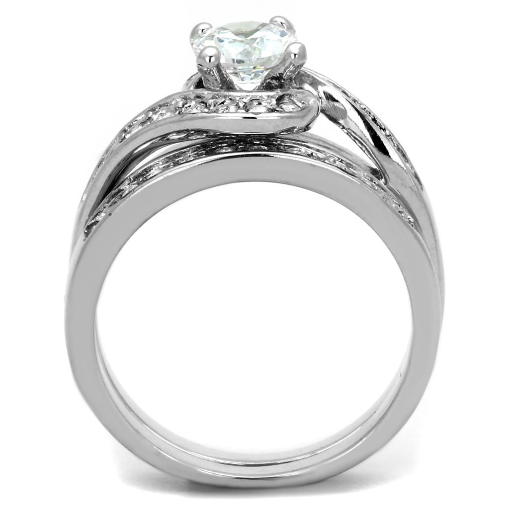 Rhodium Brass Ring with AAA Grade CZ  in Clear