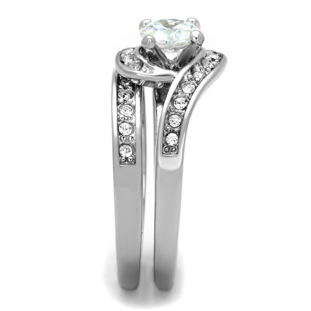 Rhodium Brass Ring with AAA Grade CZ  in Clear
