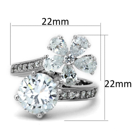 Rhodium Brass Ring with AAA Grade CZ  in Clear