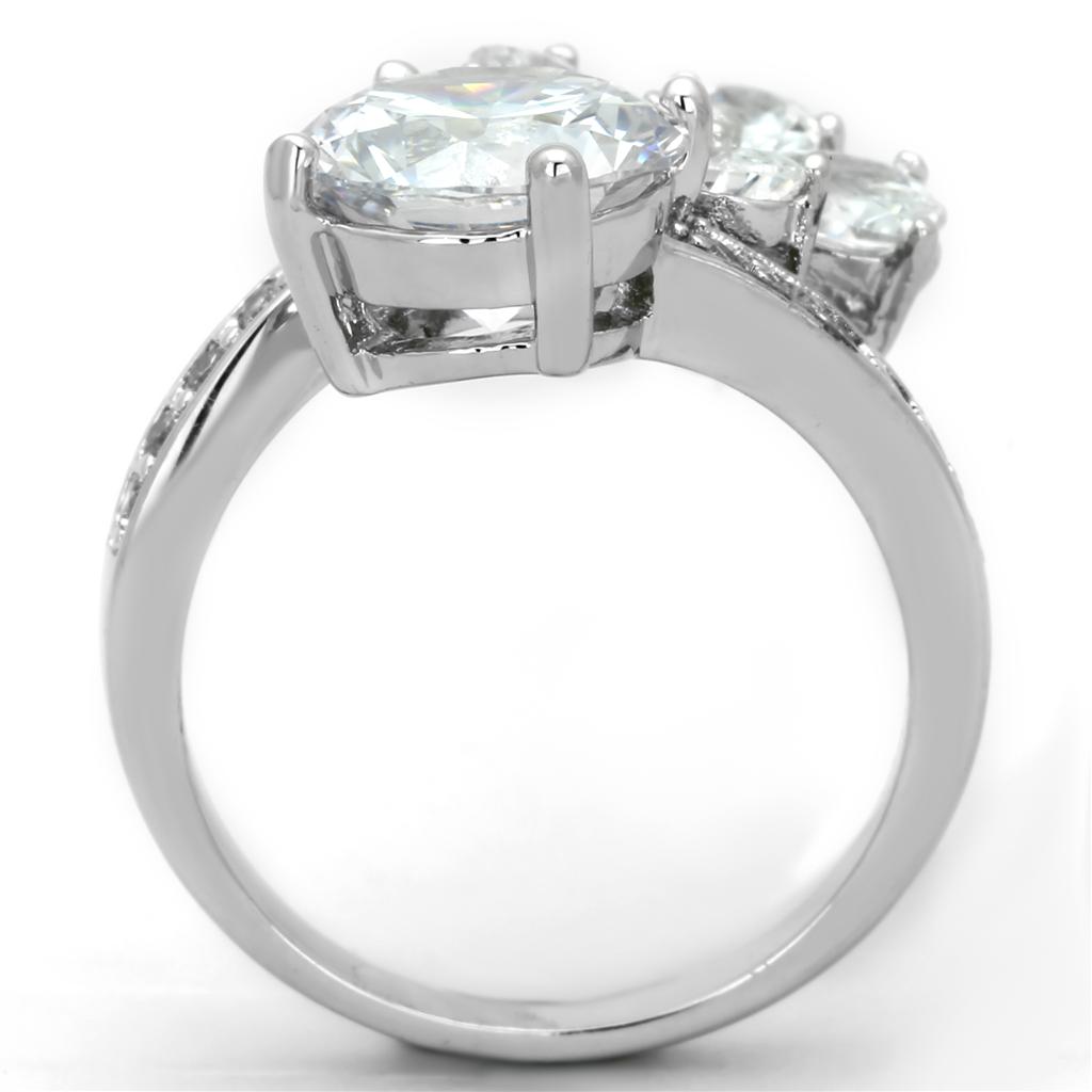 Rhodium Brass Ring with AAA Grade CZ  in Clear