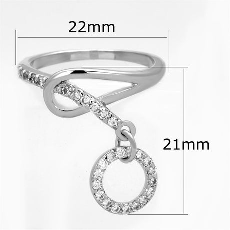 Rhodium Brass Ring with AAA Grade CZ  in Clear