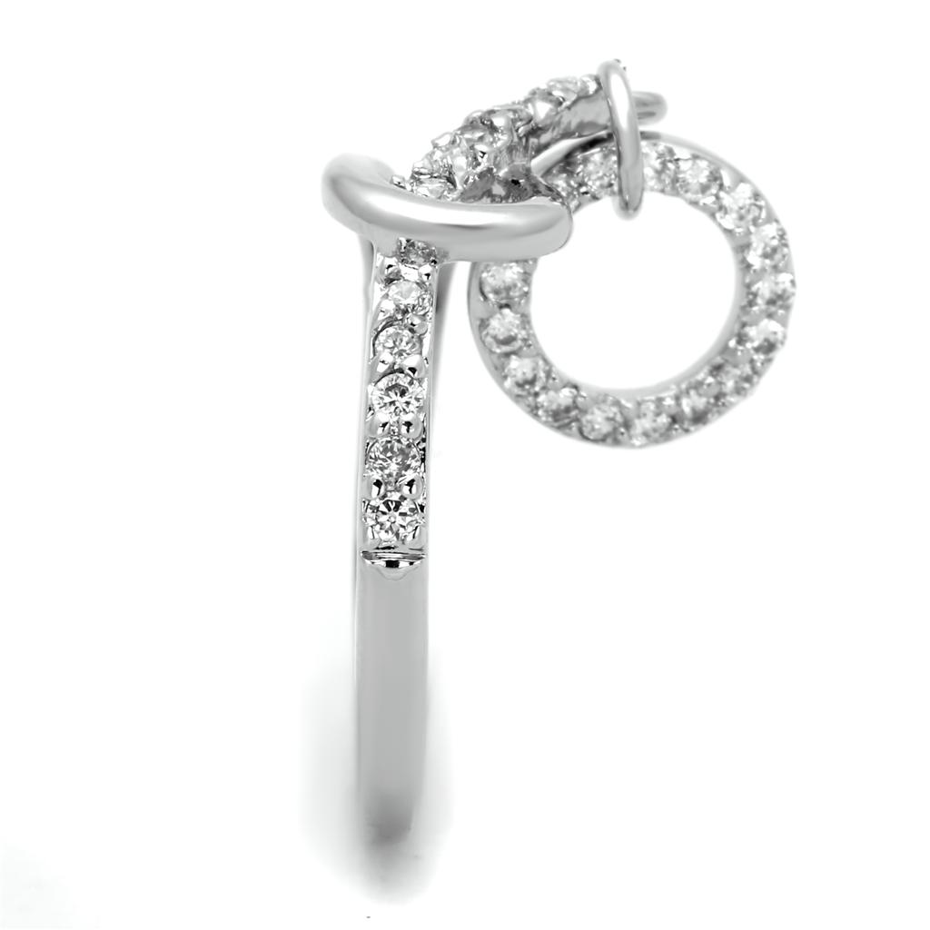 Rhodium Brass Ring with AAA Grade CZ  in Clear
