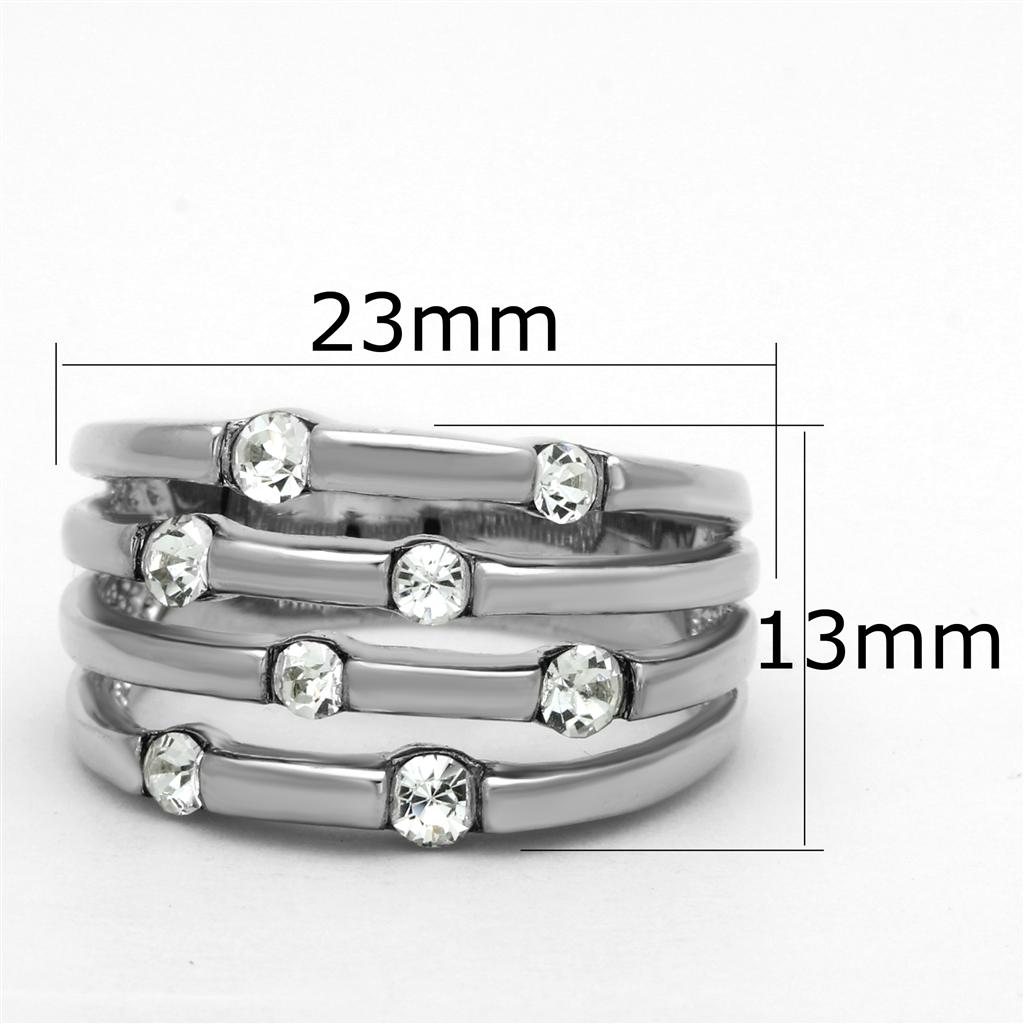 Rhodium Brass Ring with Top Grade Crystal  in Clear