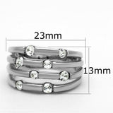 Rhodium Brass Ring with Top Grade Crystal  in Clear