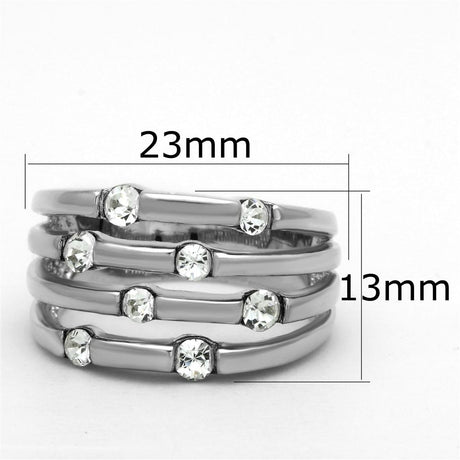 Rhodium Brass Ring with Top Grade Crystal  in Clear