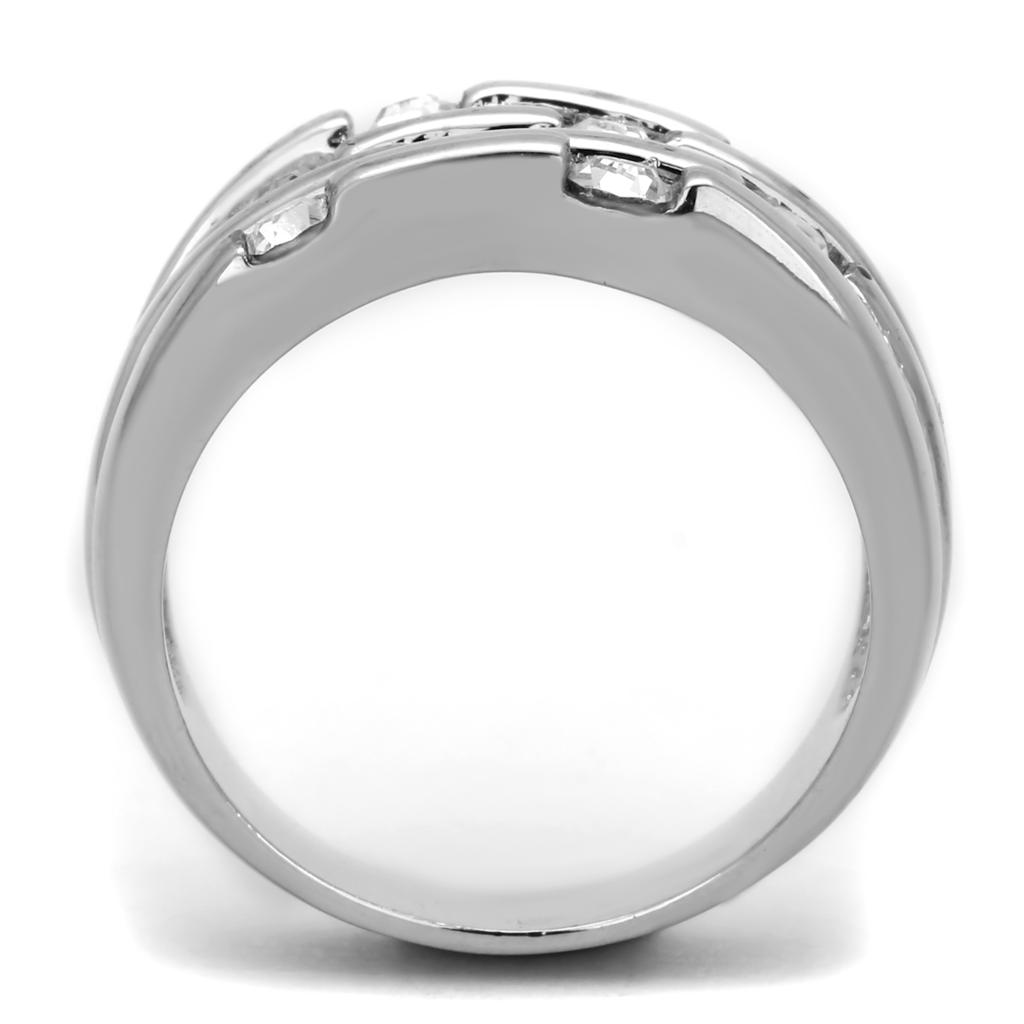 Rhodium Brass Ring with Top Grade Crystal  in Clear