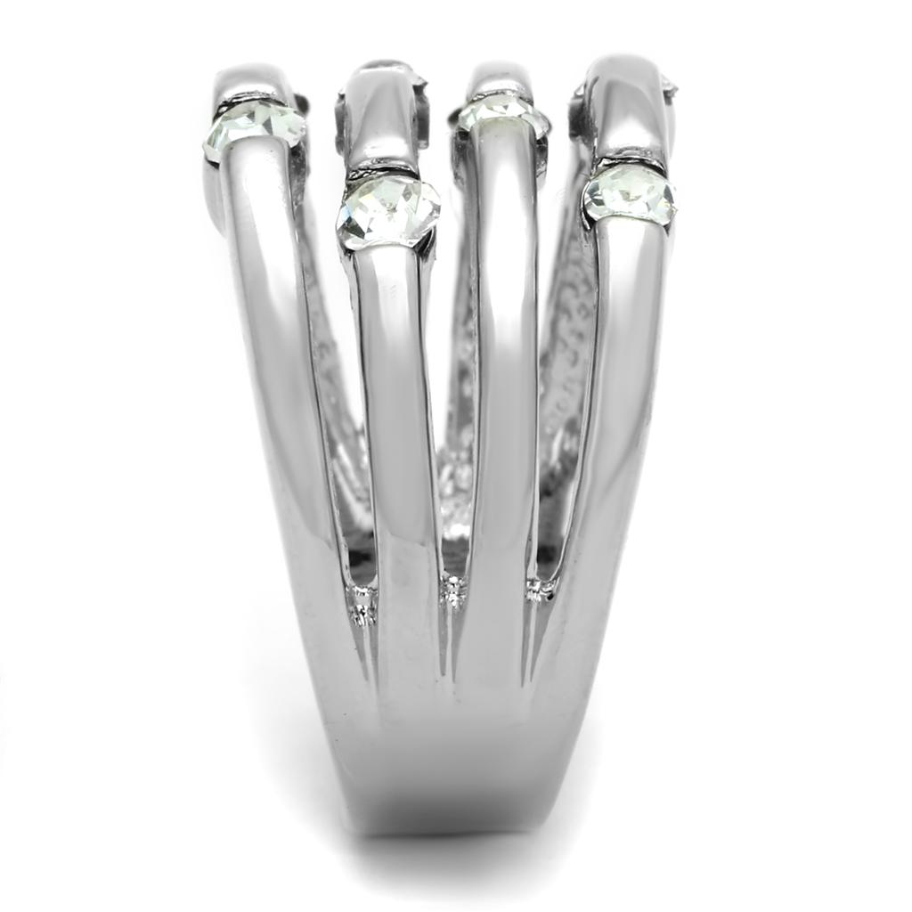 Rhodium Brass Ring with Top Grade Crystal  in Clear
