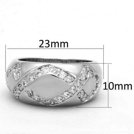 Rhodium Brass Ring with AAA Grade CZ  in Clear