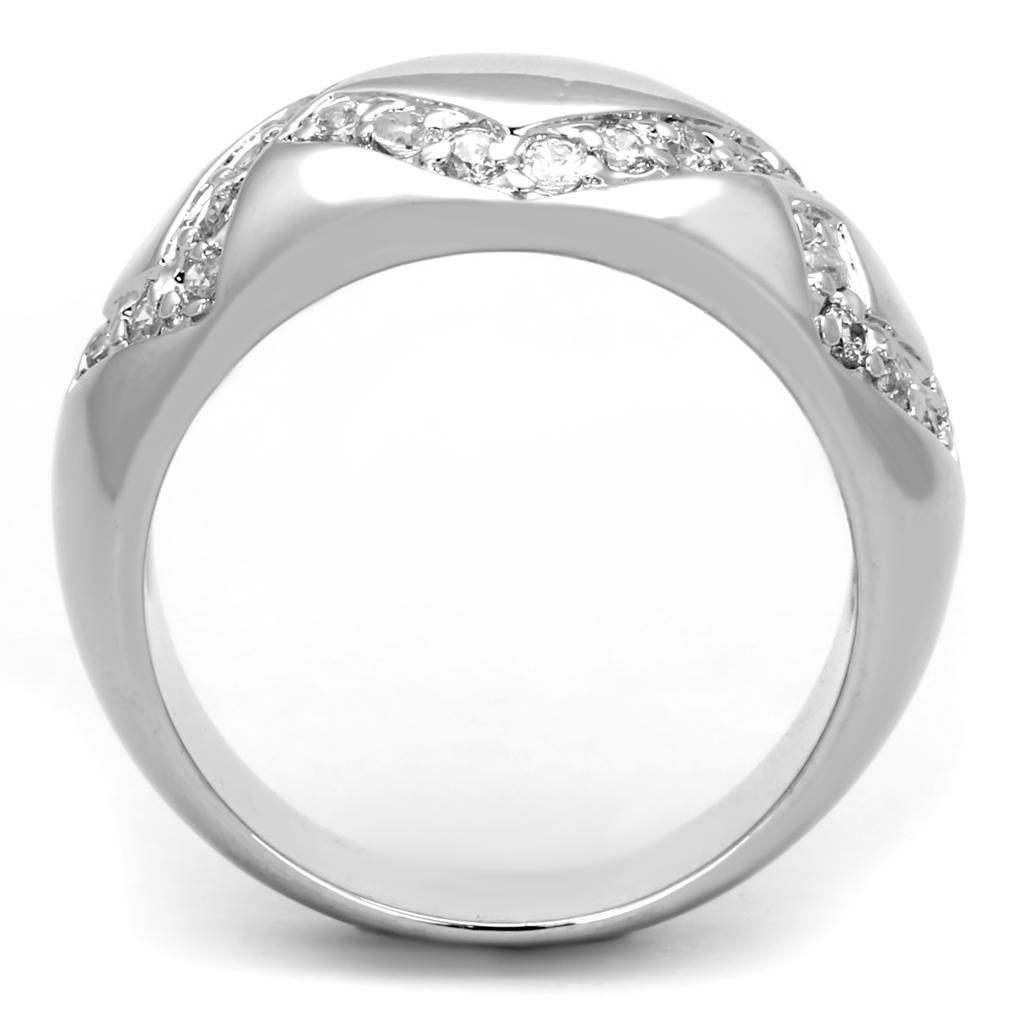 Rhodium Brass Ring with AAA Grade CZ  in Clear