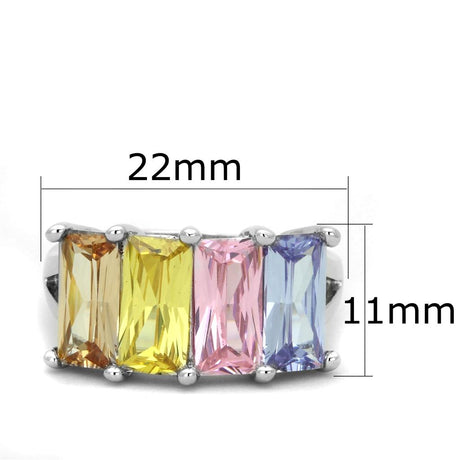 Rhodium Brass, AAA CZ , Multi Color - 3W583