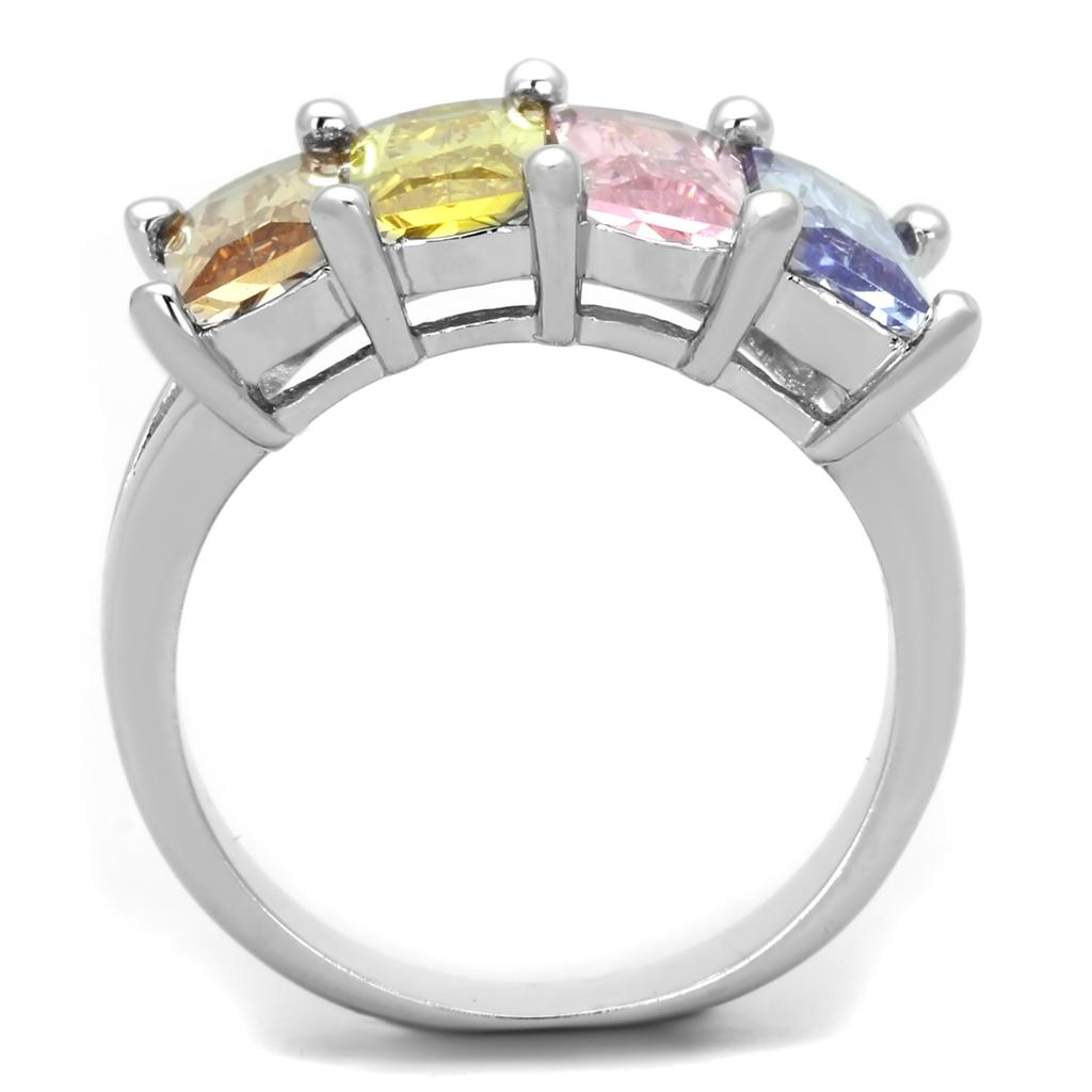 Rhodium Brass, AAA CZ , Multi Color - 3W583