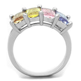 Rhodium Brass, AAA CZ , Multi Color - 3W583