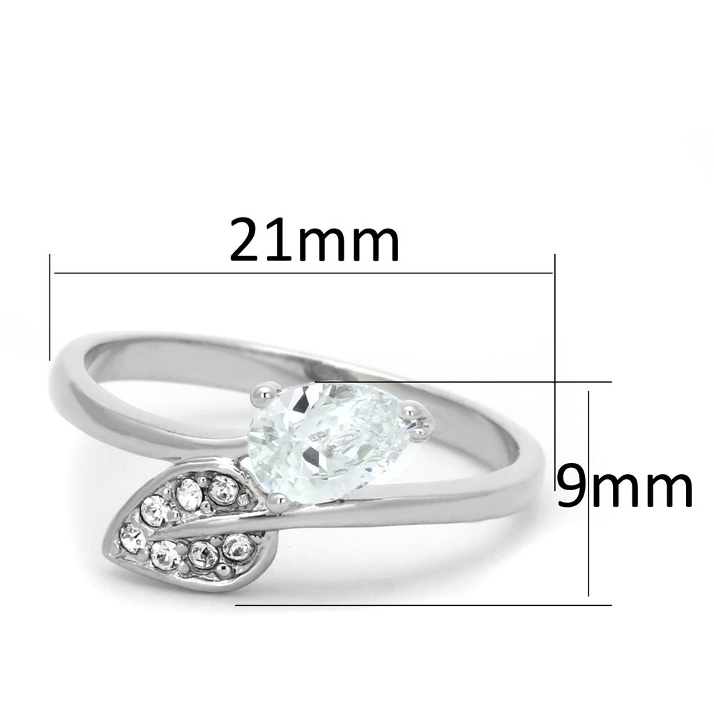 Rhodium Brass Ring with AAA Grade CZ  in Clear