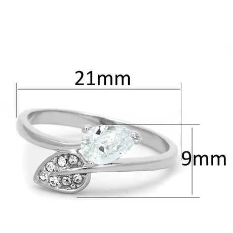 Rhodium Brass Ring with AAA Grade CZ  in Clear