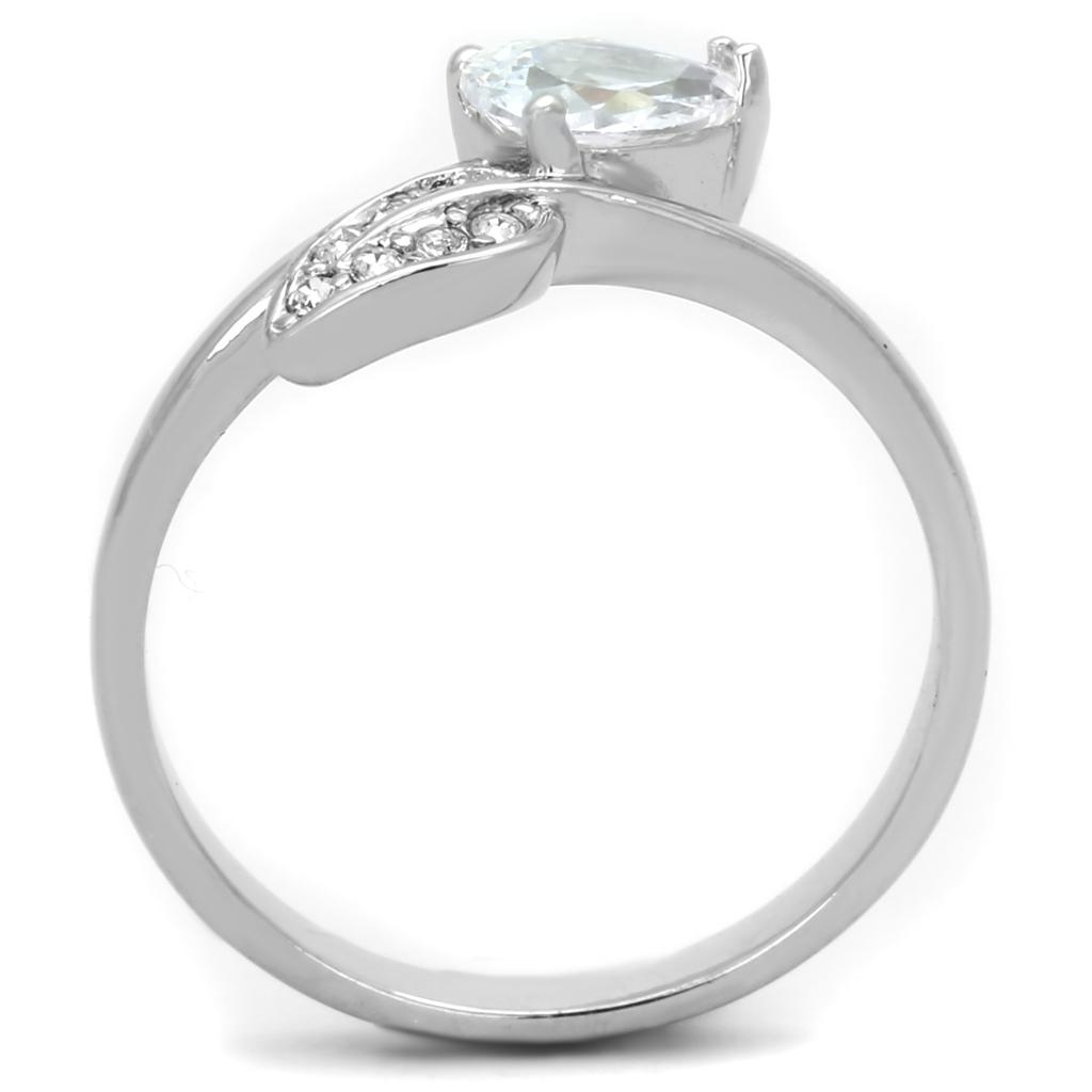 Rhodium Brass Ring with AAA Grade CZ  in Clear
