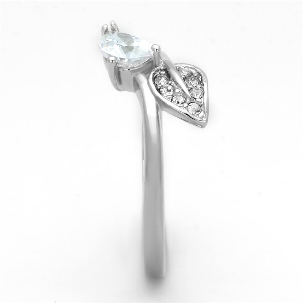 Rhodium Brass Ring with AAA Grade CZ  in Clear