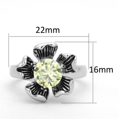 Rhodium Brass Ring with AAA Grade CZ  in Citrine Yellow