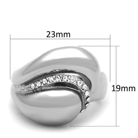Rhodium Brass Ring with Top Grade Crystal  in Clear