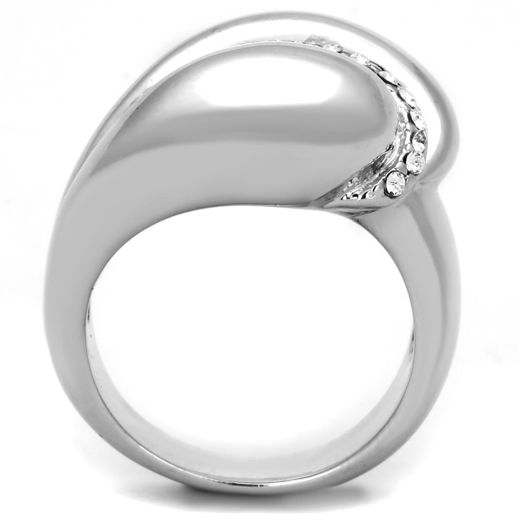 Rhodium Brass Ring with Top Grade Crystal  in Clear