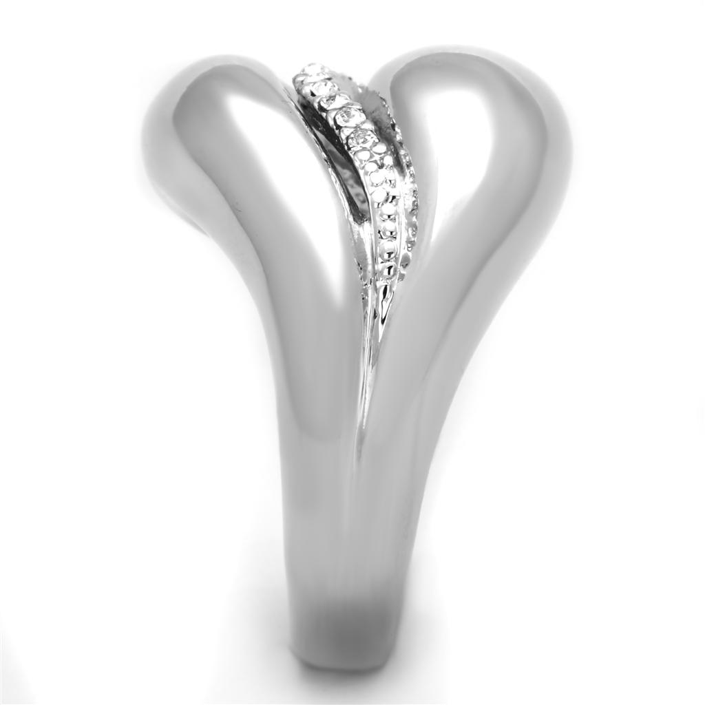 Rhodium Brass Ring with Top Grade Crystal  in Clear