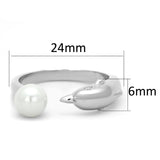 Rhodium Brass Ring with Synthetic Pearl in White