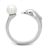 Rhodium Brass Ring with Synthetic Pearl in White