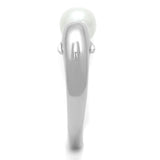 Rhodium Brass Ring with Synthetic Pearl in White
