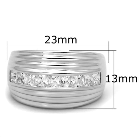 Rhodium Brass Ring with AAA Grade CZ  in Clear