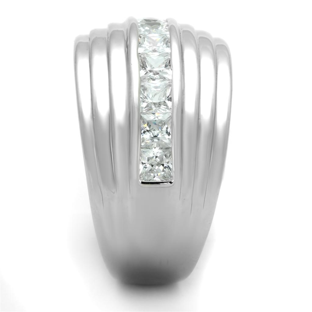 Rhodium Brass Ring with AAA Grade CZ  in Clear