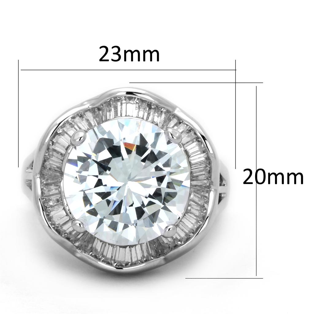 Rhodium Brass Ring with AAA Grade CZ  in Clear
