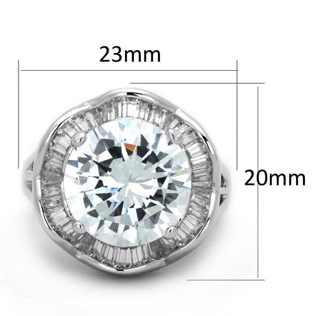 Rhodium Brass Ring with AAA Grade CZ  in Clear