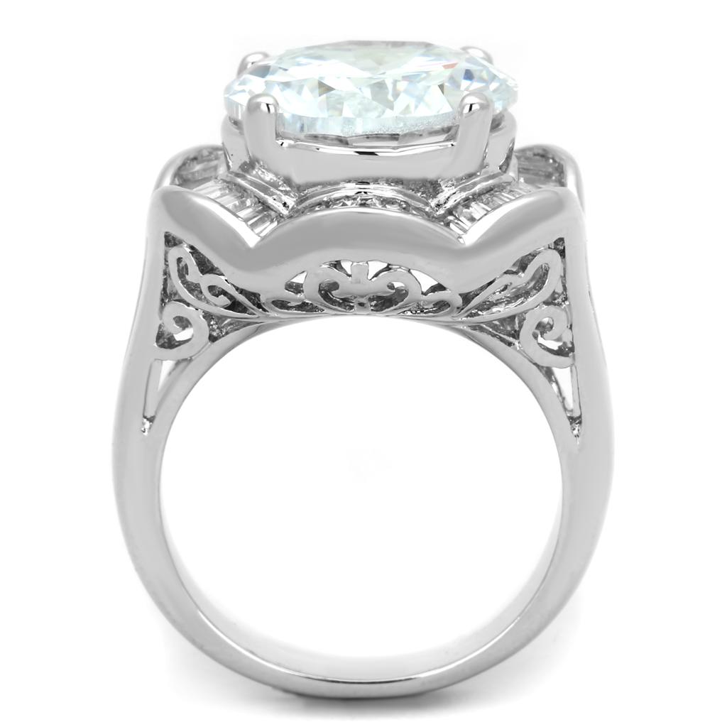 Rhodium Brass Ring with AAA Grade CZ  in Clear