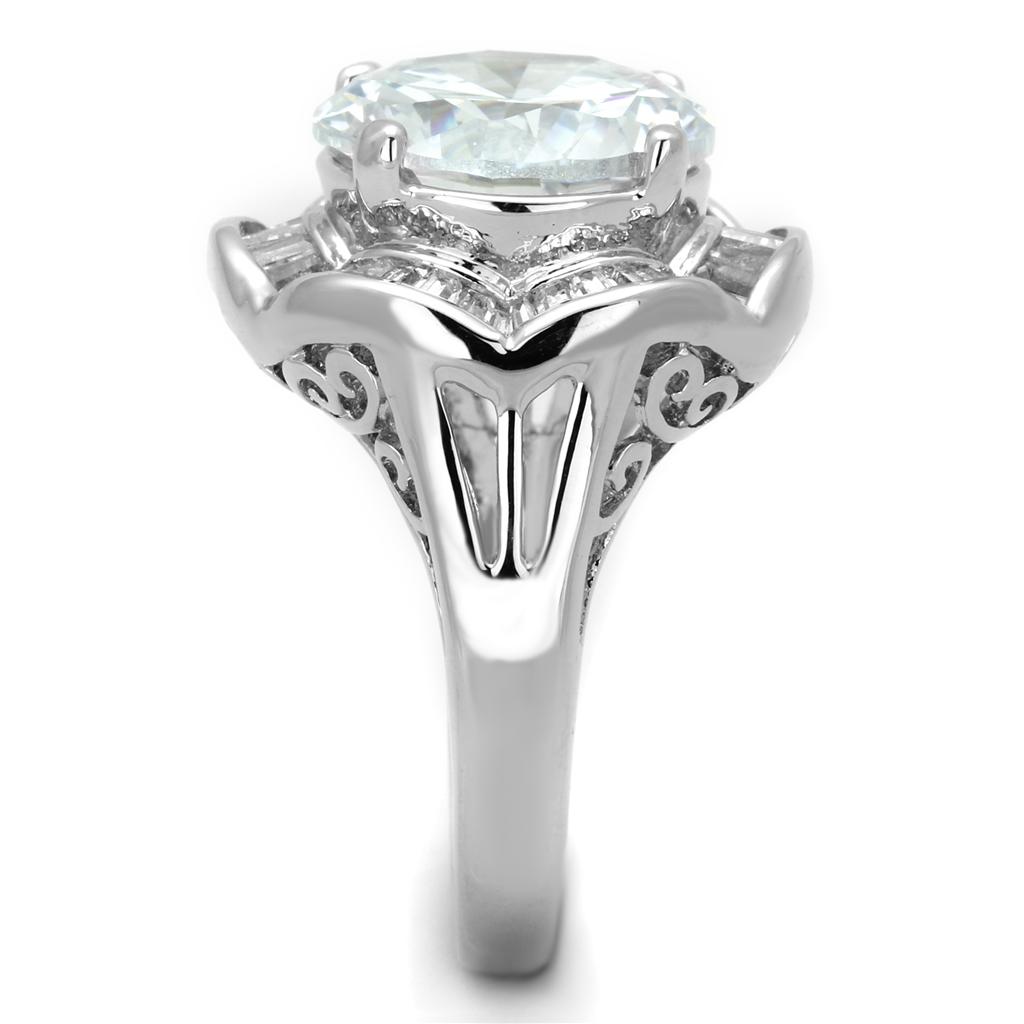 Rhodium Brass Ring with AAA Grade CZ  in Clear