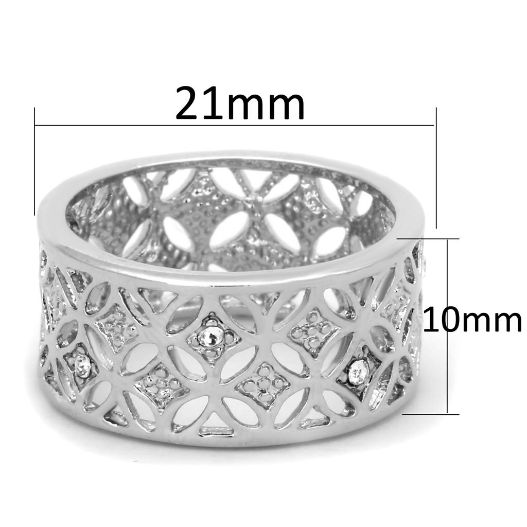 Rhodium Brass Ring with Top Grade Crystal  in Clear