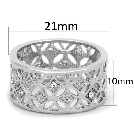 Rhodium Brass Ring with Top Grade Crystal  in Clear