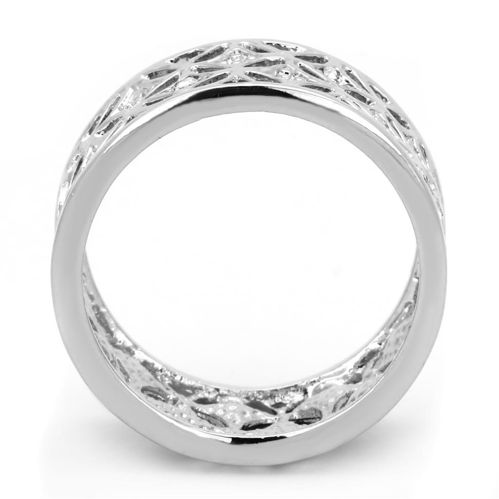 Rhodium Brass Ring with Top Grade Crystal  in Clear