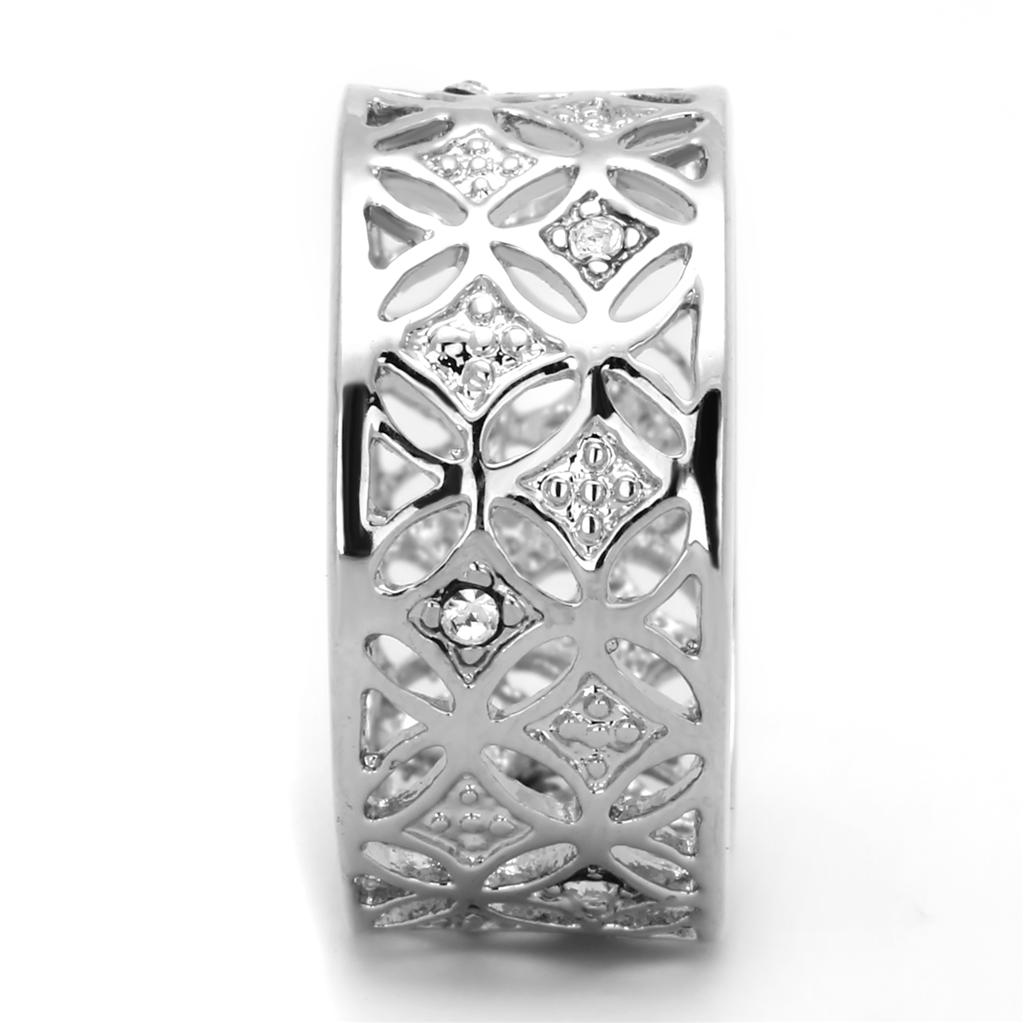 Rhodium Brass Ring with Top Grade Crystal  in Clear