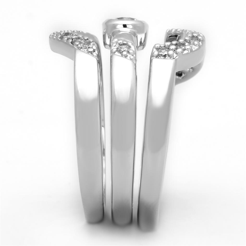 Rhodium Brass Ring with AAA Grade CZ  in Clear