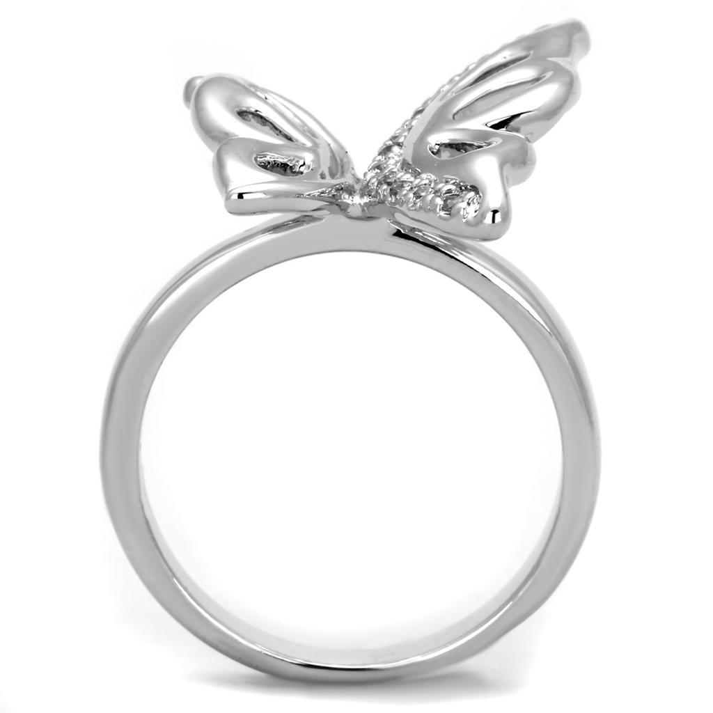 Rhodium Brass Ring with AAA Grade CZ  in Clear