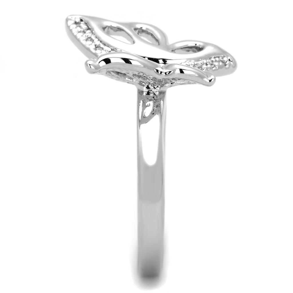 Rhodium Brass Ring with AAA Grade CZ  in Clear