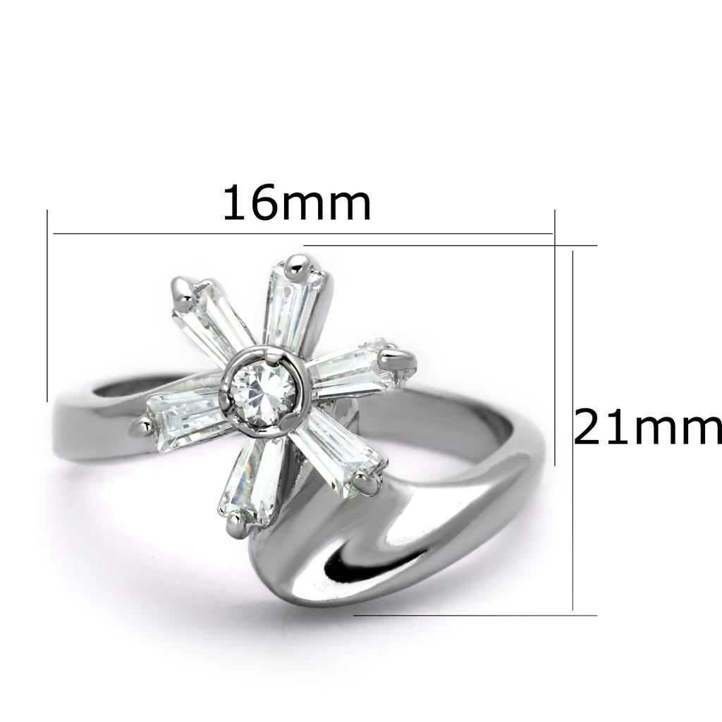 Rhodium Brass Ring with AAA Grade CZ  in Clear