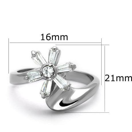 Rhodium Brass Ring with AAA Grade CZ  in Clear