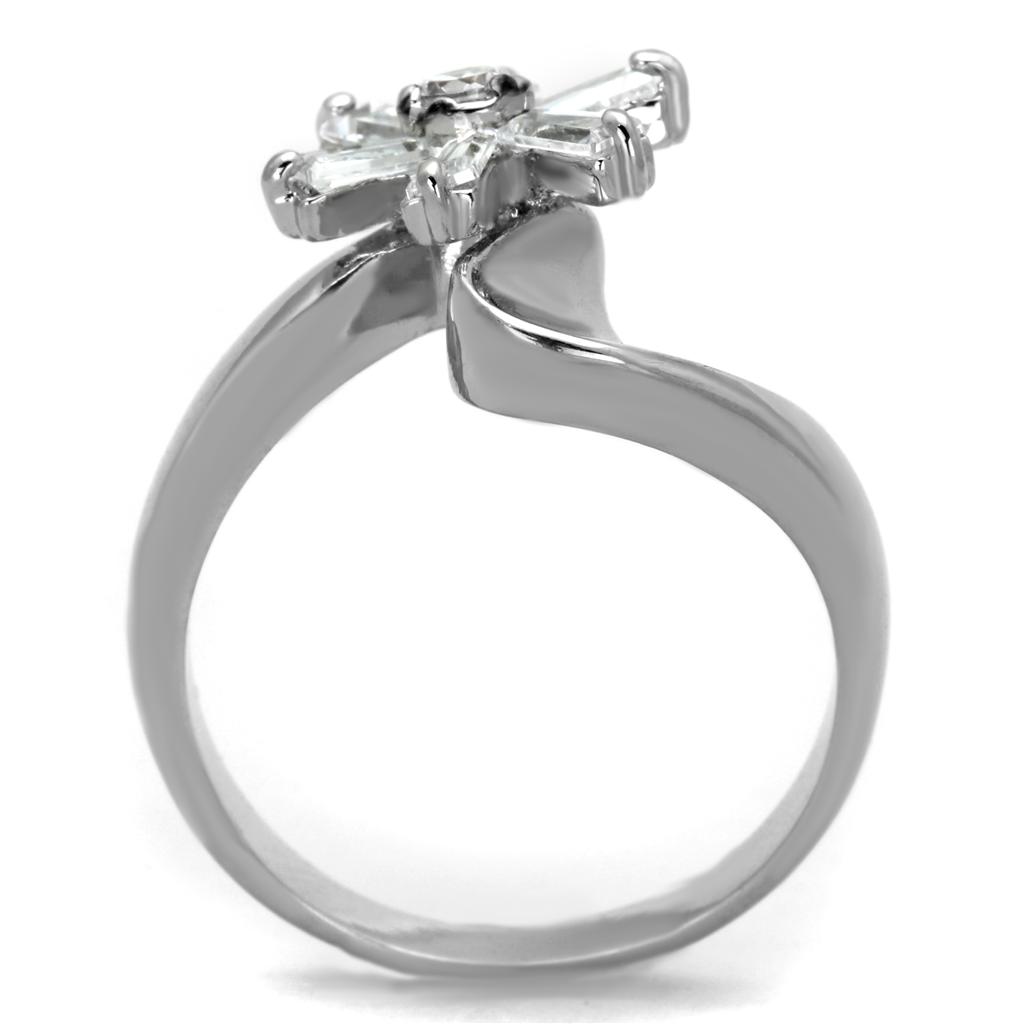 Rhodium Brass Ring with AAA Grade CZ  in Clear