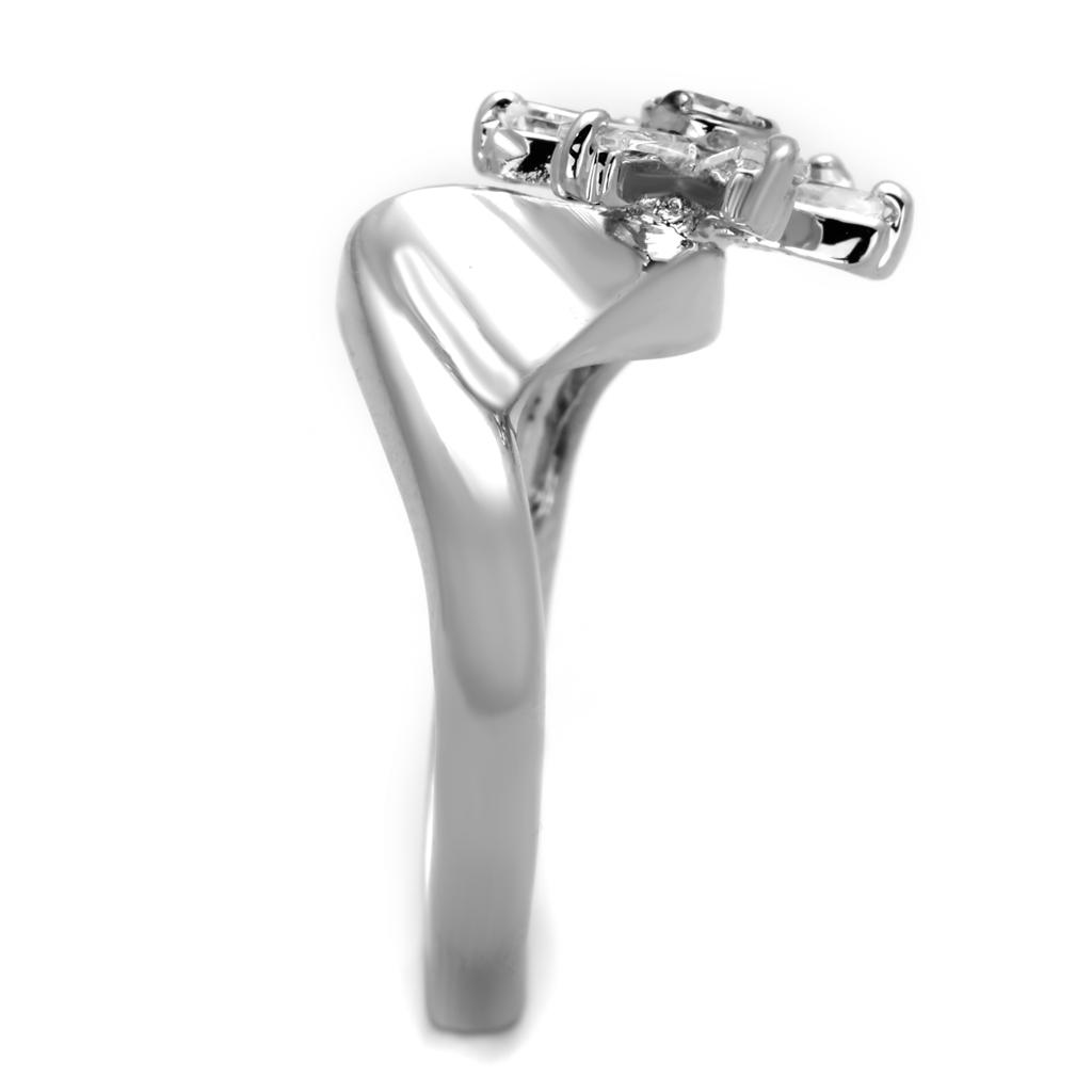 Rhodium Brass Ring with AAA Grade CZ  in Clear