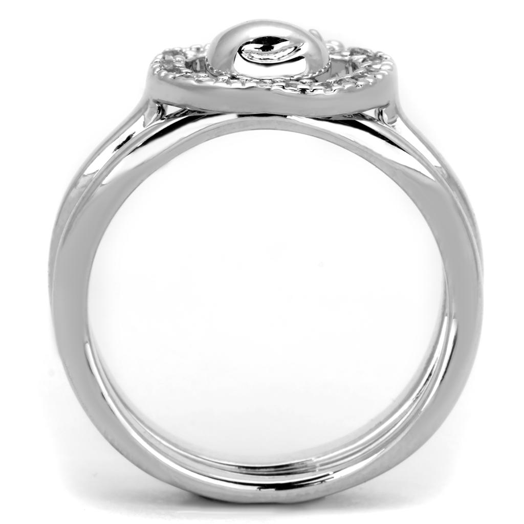 Rhodium Brass Ring with AAA Grade CZ  in Clear