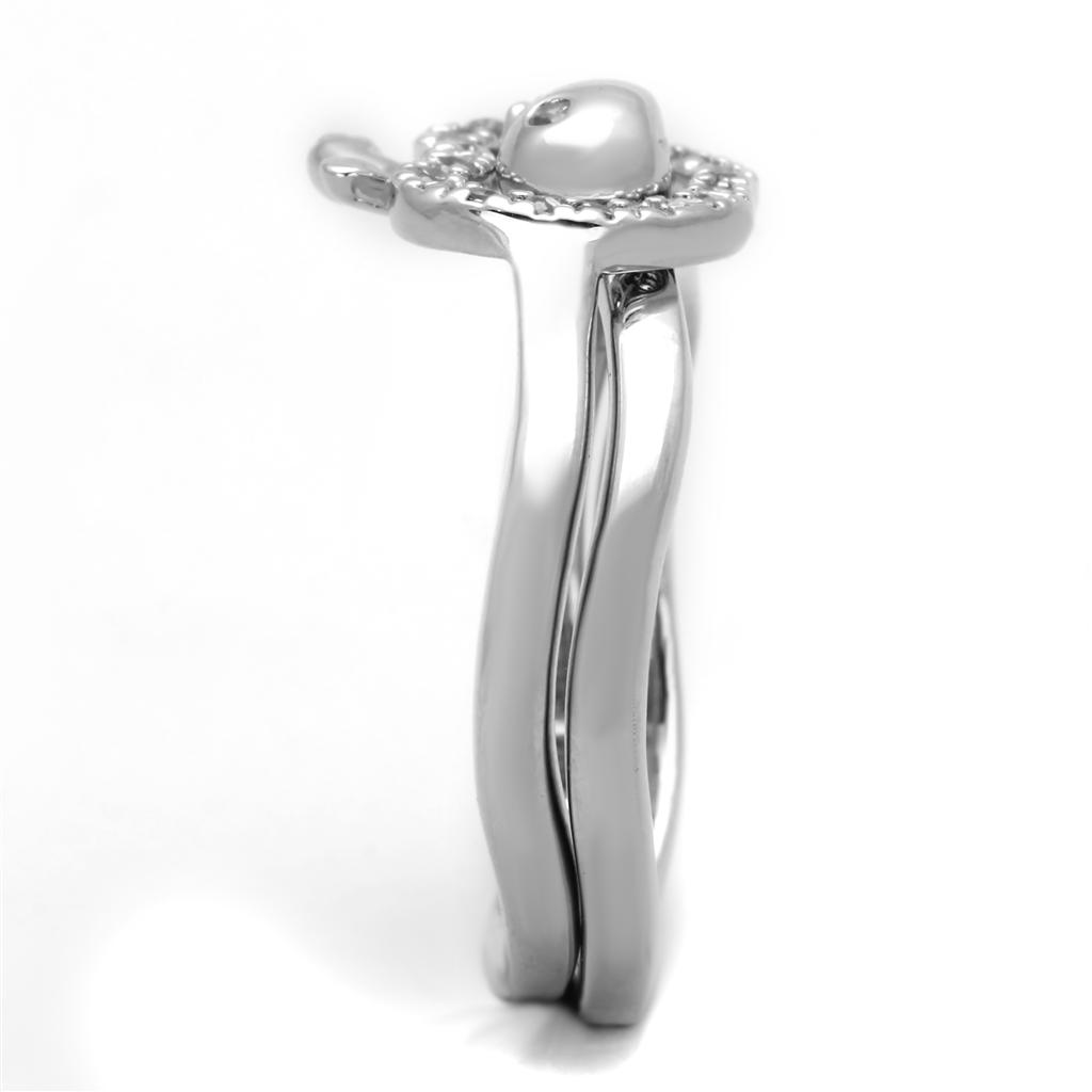Rhodium Brass Ring with AAA Grade CZ  in Clear