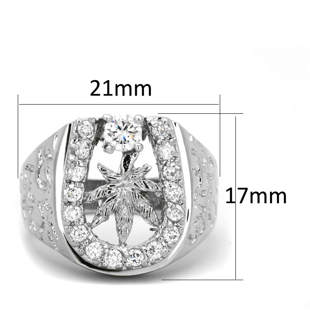 Rhodium Brass Ring with AAA Grade CZ  in Clear