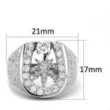 Rhodium Brass Ring with AAA Grade CZ  in Clear