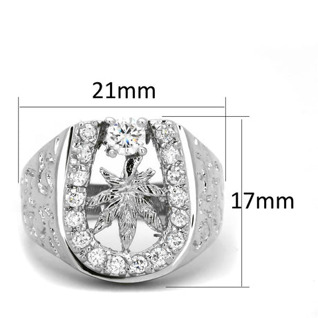 Rhodium Brass Ring with AAA Grade CZ  in Clear